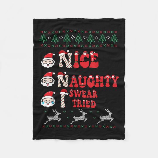 Nice Naughty I Swear I Tried List Xmas Lover Chris Fleece Deken (Voorkant)