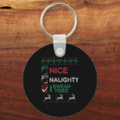 Nice Naughty I Swear I Tried List Xmas Lover Chris Sleutelhanger (Voorkant)