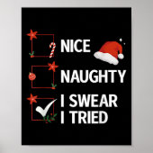 Nice Naughty I Swear I Tried Xmas Family Merry Chr Poster (Voorkant)