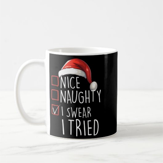 Nice Naughty I Swear I Tried Xmas Santa Claus Chri Koffiemok (Links)