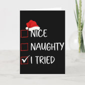 Nice Naughty I Tried Christmas List Family Santa C Kaart (Voorkant)