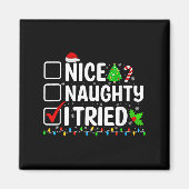 Nice Naughty I Tried Christmas List Family Xmas Pa Magneet (Voorkant)