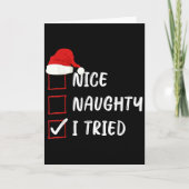 Nice Naughty I Tried Christmas List Family Xmas Sa Kaart (Voorkant)