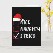 Nice Naughty I Tried Christmas List Family Xmas Sa Kaart (Gele Bloem)