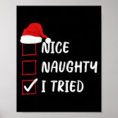 Nice Naughty I Tried Christmas List Family Xmas Sa Poster (Voorkant)