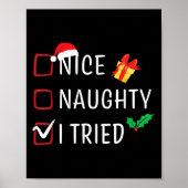 Nice Naughty I Tried Christmas List Funny Xmas Fam Poster (Voorkant)