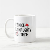 Nice Naughty I Tried Christmas List Funny Xmas Koffiemok (Links)