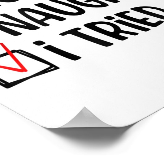 Nice Naughty I Tried Christmas List Funny Xmas  Poster (Hoek)