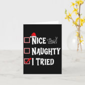 Nice Naughty - I Tried Christmas List  Kaart (Gele Bloem)