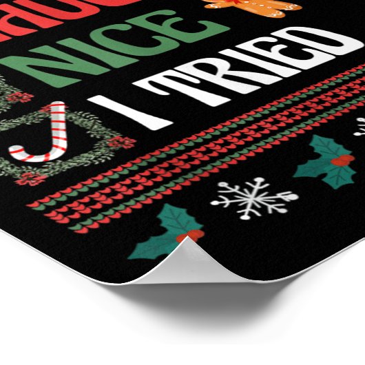 Nice Naughty I Tried Christmas List Matching Famil Poster (Hoek)