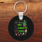 Nice Naughty I Tried Christmas List Men Women Kids Sleutelhanger (Voorkant)
