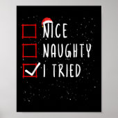 Nice Naughty I Tried Christmas List Santa Claus  Poster (Voorkant)