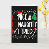 Nice Naughty I Tried Christmas List Santa Costume  Kaart (Gele Bloem)