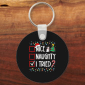 Nice Naughty I Tried Christmas List Santa Costume Sleutelhanger (Voorkant)