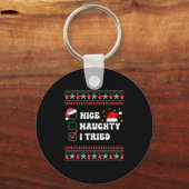 Nice Naughty I Tried Christmas List Santa Hat  Sleutelhanger (Voorkant)
