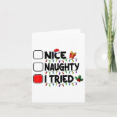 Nice Naughty I Tried Christmas List Santa Xmas Lig Kaart (Voorkant)