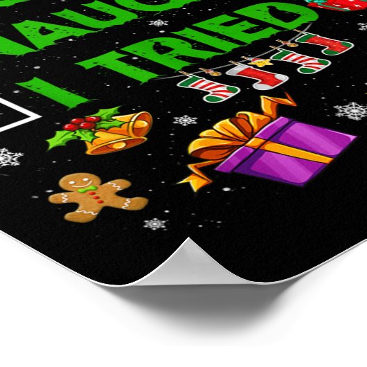 Nice Naughty I Tried Christmas Tree Light Funny Xm Poster (Hoek)
