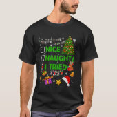 Nice Naughty I Tried Christmas Tree Light Funny Xm T-shirt (Voorkant)
