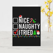 Nice Naughty I Tried Family Xmas Pajama Funny Chri Kaart (Gele Bloem)