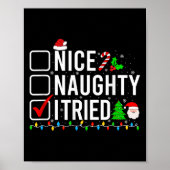 Nice Naughty I Tried Family Xmas Pajama Funny Chri Poster (Voorkant)