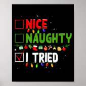 Nice Naughty I Tried Family Xmas Pajama Funny Chri Poster (Voorkant)