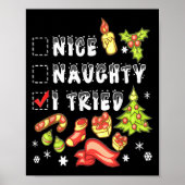 Nice Naughty I Tried Funny Candy Christmas Pajama  Poster (Voorkant)