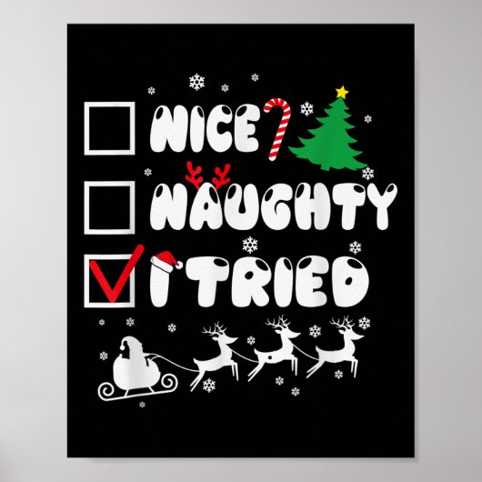 Nice Naughty I Tried Funny Christmas 2022  Poster (Voorkant)