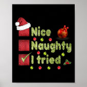 Nice Naughty I Tried Funny Christmas Family Matchi Poster (Voorkant)