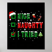 Nice Naughty I Tried Funny Christmas Family Matchi Poster (Voorkant)
