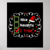 Nice Naughty I Tried Funny Christmas Family Matchi Poster (Voorkant)