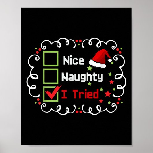 Nice Naughty I Tried Funny Christmas Family Matchi Poster (Voorkant)