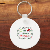 Nice Naughty I Tried Funny Christmas Family Matchi Sleutelhanger (Voorkant)