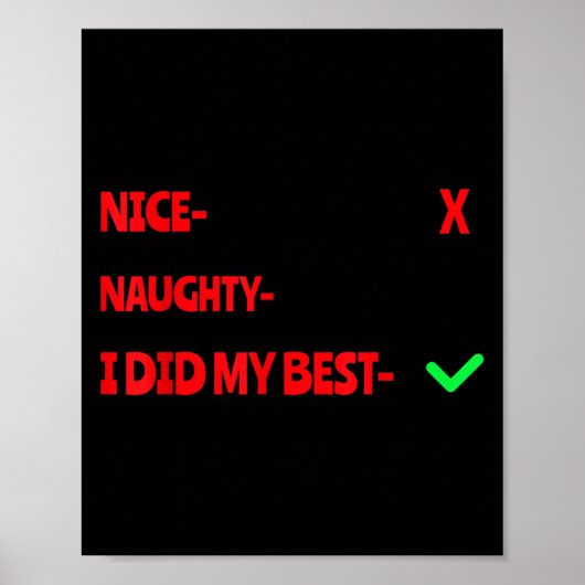 Nice Naughty I Tried Funny Christmas Matching  Poster (Voorkant)