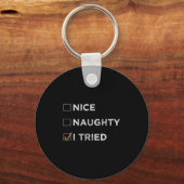 Nice Naughty I Tried - Funny Christmas Sleutelhanger (Voorkant)