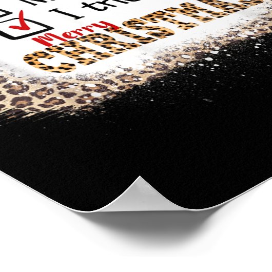 Nice Naughty I Tried Leopard Funny Christmas List Poster (Hoek)