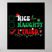 Nice Naughty I Tried Matching Christmas Funny Fami Poster (Voorkant)
