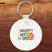 Nice Naughty I Tried Ornaments Novelty _1 Sleutelhanger (Voorkant)