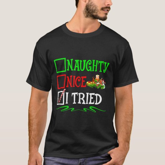 Nice Naughty I Tried Santa Christmas List Tank Top (Voorkant)