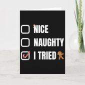 Nice Naughty I Tried, Santa's Naughty List Funny C Kaart (Voorkant)