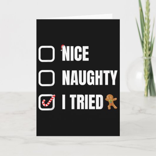 Nice Naughty I Tried, Santa's Naughty List Funny C Kaart (Voorkant)