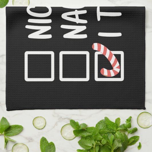 Nice Naughty I Tried Santa's Naughty List Funny Theedoek (Gevouwen)