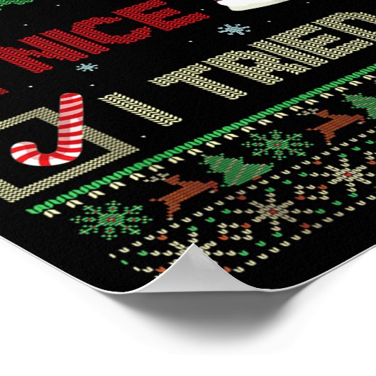 Nice Naughty I Tried Ugly Sweater Red Plaid Christ Poster (Hoek)