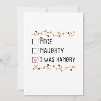 Nice Naughty I Was Hangry List Christmas Feestdagenkaart