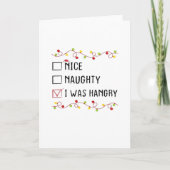 Nice Naughty I Was Hangry List Christmas Kaart (Voorkant)
