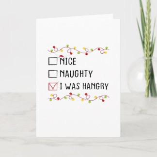 Nice Naughty I Was Hangry List Christmas  Kaart