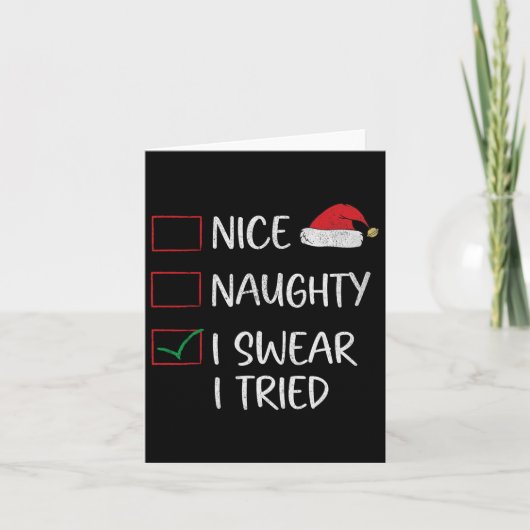 Nice Naughty, ik zweer dat ik een grappige kerstli Kaart (Voorkant)