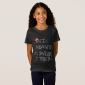 Nice Naughty, ik zweer dat ik een grappige kerstli T-shirt (Voorkant volledig)