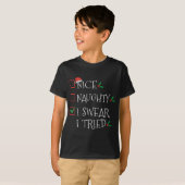 Nice Naughty, ik zweer dat ik een grappige kerstli T-shirt (Voorkant volledig)