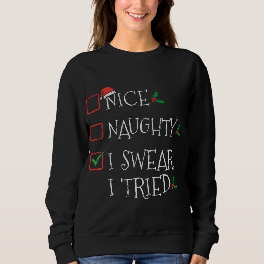 Nice Naughty, ik zweer dat ik een grappige kerstli Trui (Voorkant)