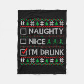 Nice Naughty I'm Drunk Checklist Ugly Christmas Sw Fleece Deken (Voorkant)
